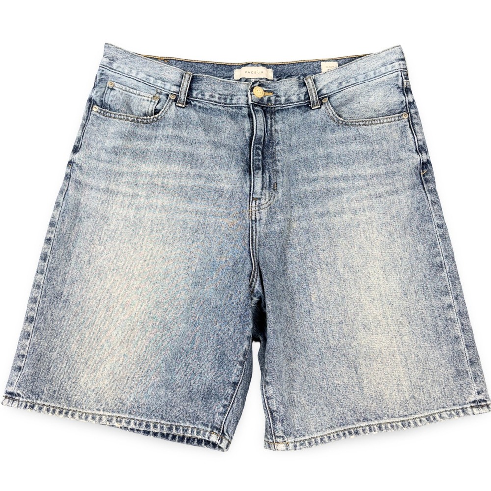 Pacsun Mens Parker Baggy Jorts 38 Light Acid Wash Denim Shorts 90s Style Skater